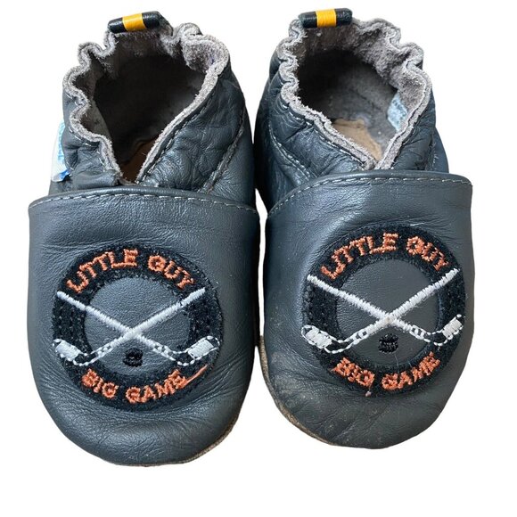 Robeez Soft Soles Size 0-6 months Leather Shoes Slippers Little Guy Big Game - Picture 2 of 4